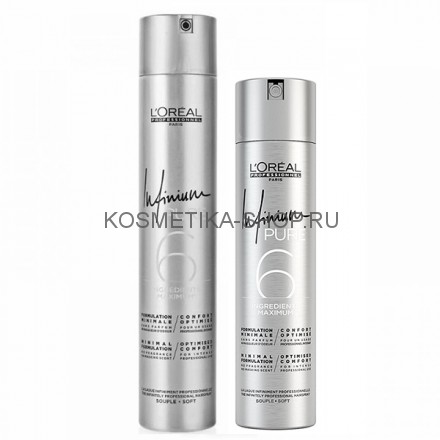 Лак для волос без запаха средней фиксации Loreal Infinium 6 Pure Soft 300 мл