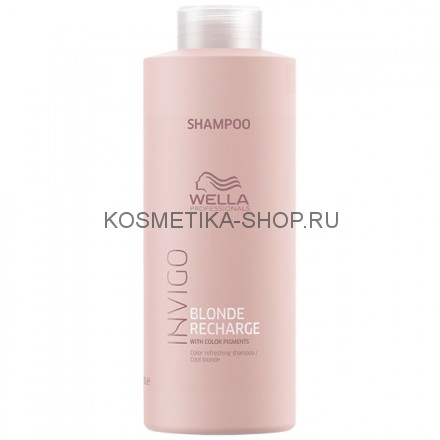 Шампунь нейтрализатор желтизны для холодных светлых оттенков волос Wella Invigo Blonde Recharge Cool Shampoo 1000 мл