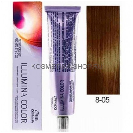 Краска Wella Illumina Color 8/05 светлый блонд натуральный махагоновый 60 мл