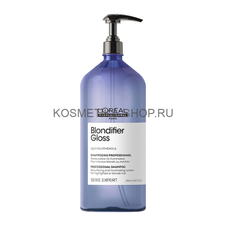 Шампунь-сияние для мелированных и осветленных волос Loreal Serie Expert Blondifier Gloss Shampoo 1500 мл