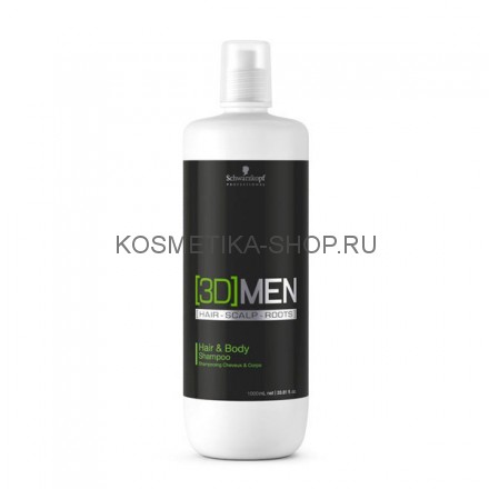 Шампунь для волос и тела мужчин Schwarzkopf 3D Men Hair and Body Shampoo 1000 мл