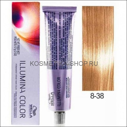 Краска Wella Illumina Color 8/38 светлый блонд золотисто-жемчужный 60 мл