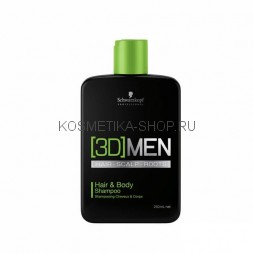 Шампунь для волос и тела мужчин Schwarzkopf 3D Men Hair and Body Shampoo 250 мл