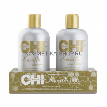 CHI Keratin The Gold Treatment Набор кератинового восстановления (Шампунь CHI Keratin 355 мл, Кондиционер CHI Keratin 355 мл)