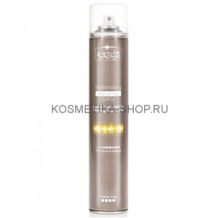 Лак придающий блеск, сверхсильной фиксации Hair Company Inimitable Style Illuminating Extreme Spray 500 мл