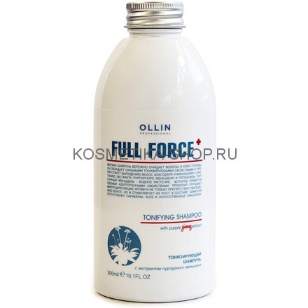 Тонизирующий шампунь с экстрактом женьшеня и прокапилом Ollin Full Force Tonifying Shampoo Purple Ginseng Extract 300 мл