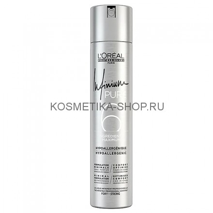 Лак для волос без запаха сильной фиксации Loreal Infinium Pure 6 Fort Strong 500 мл